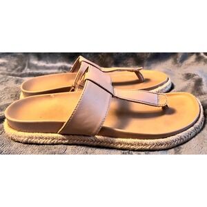 Joie "Nacho" Thong Espadrille Sandal Womens Nude Leather Size 8M